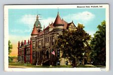 Wabash IN-Indiana, Scenic View Memorial Hall, Antique Vintage c1946 Postcard picture