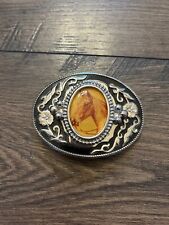 Vintage Western Belt Buckle With Horse Heads picture
