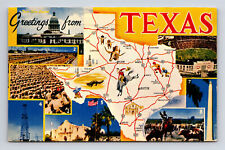 c1964 Pictorial Map & Multi-View Greetings from Uvalde Texas TX Postcard picture