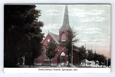 Postcard 1909 IN Presbyterian Church Religion Street View LaGrange Indiana picture