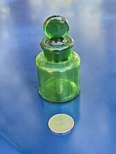 Beautiful Old 1920s Emerald Perfume Bottle◇Antique Green Scent Bottle With Top picture