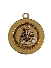 American Airlines Vintage Gold Plated Charm/Pendant 30 Year Service 3 Stones picture