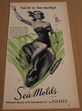 1950 Print Ad Sea Molds Swimsuit Beauty Foundation Fit Lady Art Style Pinup Sexy picture