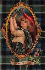 Antique St Patrick's BB London Irish Plaid Tartan Kilt Mirror Vtg Postcard S5 picture