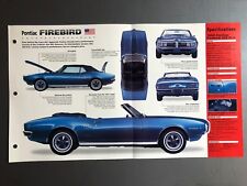 1967 - 1969 Pontiac Firebird Poster, Spec Sheet, Folder, Brochure - RARE Awesome picture