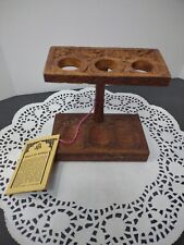 VTG Bells of Sarna India hand carved wooden  stand , with literature S. S. Sarna picture