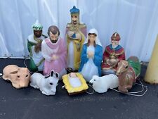 Vintage Blow Mold Nativity Set Wisemen Christmas Holy Family General Foam Large picture