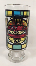 Vintage SCHAEFER Beer Stained Glass Drink Barware Glass Bar 6.5