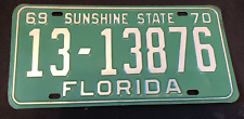 Vintage License Plate FL 1969 1970  Tag Leon County Sunshine State picture