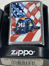 ZIPPO 2003 PAUL WALSH FIREMANS HAT & AMERICAN FLAG LIGHTER SEALED IN BOX 289F picture