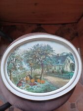 antique 1868 authentic currier ives plaque “The American Homestead-Autumn” picture