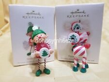 Hallmark 2007 2008 Peppermint Pup Sweet Treat Elf Christmas Ornament LOT picture