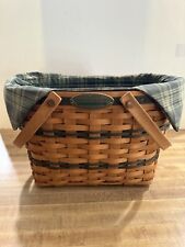 Longaberger 1997 Traditions Collection Fellowship Basket Green & Gold W/ Liner picture