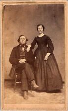 Lovely Couple in Fashionable Dress, Rev. Stamp on Back, c1860, CDV Photo, #2181 picture