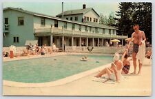 Gaylord MI~Au Sable Ranch & Ski Resort~Bathing Beauty~Swimming Pool & Lodge~1958 picture