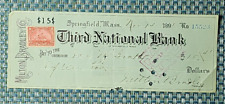 1898 Milton Bradley Check Third National Bank Springfield MA Ephemera #15523 picture