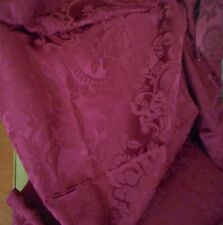 Vintage French Lyon Floral Garland Damask Furnishings Fabric ~ Burgundy Bordeaux picture