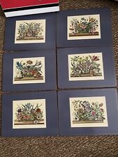 Vintage Pimpernel Traditional Placemats X6 Floral Array Cork Backed 12” X 9” picture