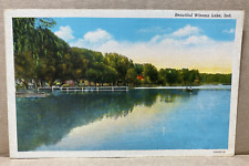 Beautiful Winona Lake Indiana Linen Postcard No 2448 picture