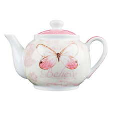 Believe Pink Butterfly Blessings Tea Pot - Mark 9:23 picture