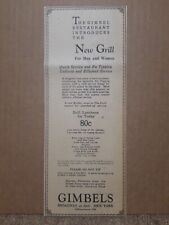 1929 Gimbles Restaurant Newspaper Menu Ad New Grill New York Broadway & 33rd picture
