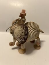 Vintage Hand Crafted Seashell Elephant With Rider.  Six Inches High picture