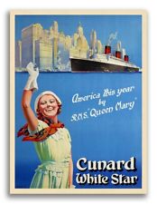 1939 RMS Queen Mary Oceanliner Vintage Cunard Line Travel Poster - 18x24 picture
