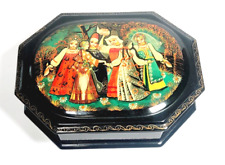 Wooden Lacquer Maiden's Round Dance Russian Antique Hand Painted Box picture