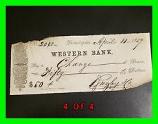 Early Obsolete Western Philadelphia Bank Check For $50 April 11 1857 For Change  picture