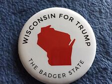 2016 DONALD TRUMP (OFFICIAL) WISCONSIN FOR TRUMP (RARE) WHITE PIN BACK BUTTON picture