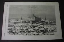 1855 print: CHRISTMAS Amusements in STOCKHOLM, Sweden; Royal Palace, Riddarholm picture