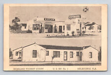 c1940 Highland Tourist Court US Hwy 1 Sinclair Gas Station Melbourne FL Postcard picture