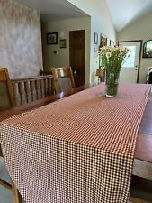 Vintage Red Gingham Table Runner Made In India Cotton 23x132 In picture