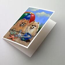Pomeranian Beach Greeting Cards and Envelopes Pack of 8 PPP3145GCA7P picture