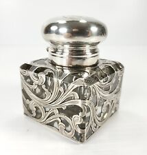 Large Impressive Thick Sterling Silver Overlay Inkwell picture