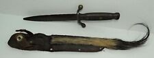 Old Trapper's Knife w/Later Leather Sheath, Handmade, C. 1830's picture