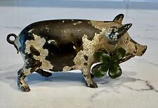 Antique Cold Painted Vienna Bronze Pig with Four Leaf Clover picture