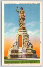 National Monument Forefathers Plymouth Massachusetts Statue Sculpture Postcard picture