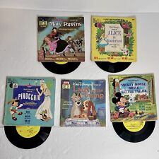 Lot of 5 Vintage Walt Disney Disneyland Read Along Books And Records 33 1/3 RPM picture