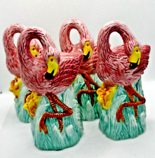 Vintage Pink Flamingos Ceramic Salt & Pepper Shakers Set Japan 2 Pair Florida picture