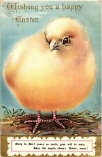 1911 Glory to God Religious WISHING YOU A HAPPY EASTER Chick Antique Postcard picture