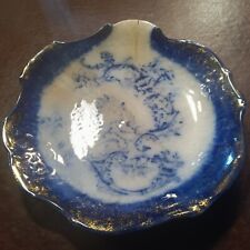Antique Flow Blue Verus Porcelain Bowl China Gold Trim Crazing Ceramic Vintage picture