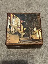 Chinese / Japanese Trinket Box with red interior Wooden Box picture