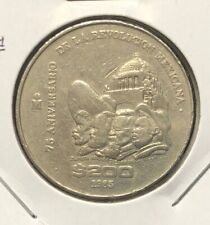1985 Mo Mexico $200 Pesos 75th Revolution Anniversary Copper Nickel Coin-KM#510 picture