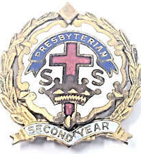 Presbyterian Gold Tone 2nd Year Sunday School Pin Vintage READ picture