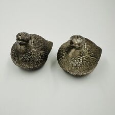Vintage Silver Plated Bird Salt and Pepper Shaker Set Fat Birds Baby Birds picture