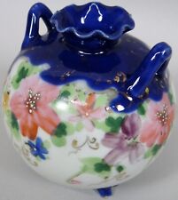 Antique Porcelain Vase Pot Japanese Nippon Cobalt Blue Pansy Vtg 1890 1910s picture