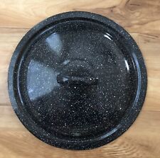 Vintage 10” Black Speckled Enamelware Lid - Enamel Graniteware Stew/Stock Pot picture