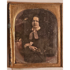1/4th Plate Daguerreotype Of A Young Woman With Some Coloring Of Jewelry picture