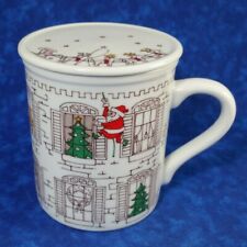 Vintage The Toscany Collection Santa & Reindeer Mug With Lid Coffee Cup Japan picture